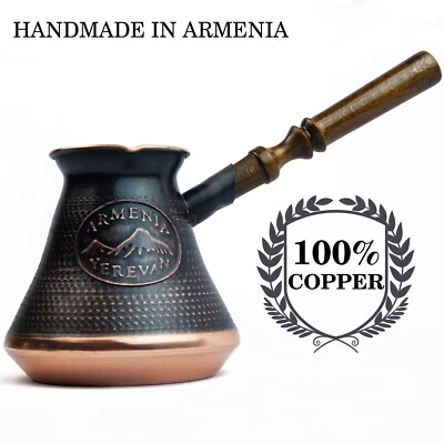 Cafetera armenia hecha a mano cobre jazva makers Ararat mango de madera Foto 1 de 4