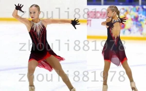 Figur Schlittschuhkleid Damen/Mädchen Eislaufkleid rot schwarz - Bild 1 von 6