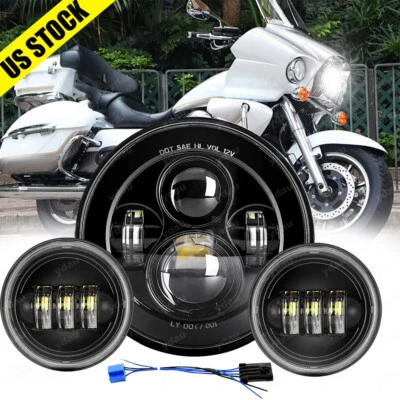 Faro LED de 7" para Harley-Davidson Electra Glide Classic + luces de paso de 4,5" Foto 1 de 4