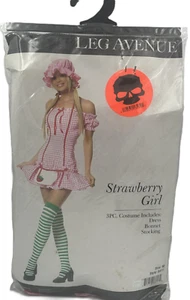 Strawberry Girl Adult Women's 3 piece Alluring Costume, M, 8/10, Pink and White - Picture 1 of 1