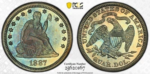1887 PCGS PR65 Seated Liberty Quarter - Picture 1 of 4