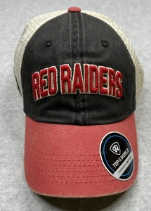 Men's Top of the World Black/Red Texas Tech Red Raiders Trucker Snapback Hat - Picture 1 of 6