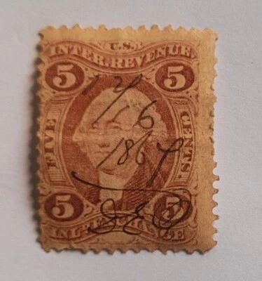 N5: United States (USA) Revenue: 1862-72, 5c. Inland Exchange. Pen cancel. Nice! - Image 1 of 4