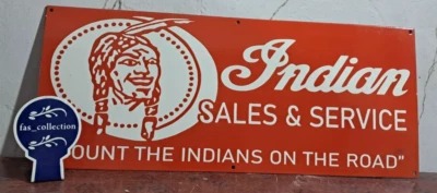 Indian Sales & Service Porcelain Enamel Sign  36 x 15 Inches 1 Side - Image 1 of 4