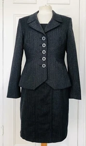 NEXT, DARK GRAPHITE GREY Smart Tailored Suit, Dress & Matching Jacket, UK12, VGC - Picture 1 of 18