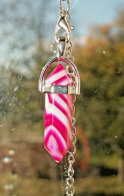 EDELSTEINPENDEL / ANHÄNGER  HEXAGON :  ONYX ACHAT  NEU! - Bild 1 von 3