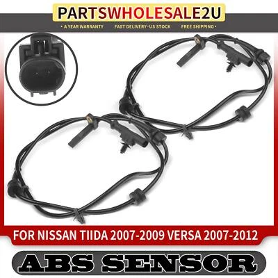 2x Front Left & Right ABS Wheel Speed Sensors for Nissan Tiida 07-09 Versa 07-12 - Image 1 of 4