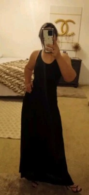  NUEVO CON ETIQUETAS MAXI VESTIDO BCBG MAXAZRIA NEGRO SIN MANGAS FRENTE RETORCIDO TALLA PEQUEÑA  Foto 1 de 4