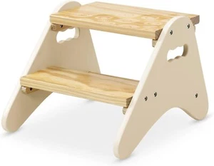 B. toys- spaces- Step Stool for Kids – Ivory & Wood Stepping - Picture 1 of 7