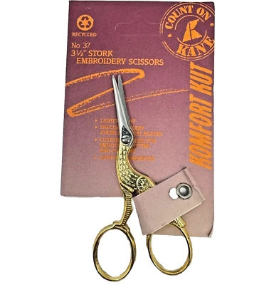Vintage Stork Embroidery Scissors Gold Plated 3-1/2" Made In Italy - Image 1 of 4