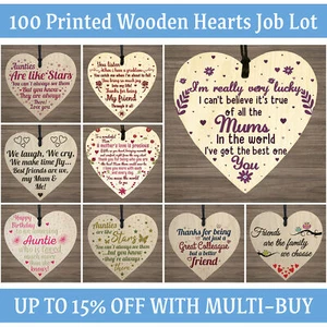 100x 10cm Large Wooden Hanging Heart Plaque Gift for Friends Family Loved Ones - Picture 1 of 16