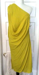 Max Azria Acid Green Faux Wrap Chiffon Dress FAM6L772 Size Large Gorgeous!!! - Picture 1 of 15