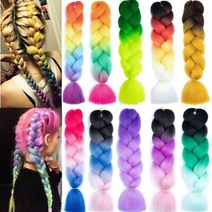 79 Colors Kanekalon Jumbo Braiding Hair Extensions 24" Afro Braids Ombre Rainbow