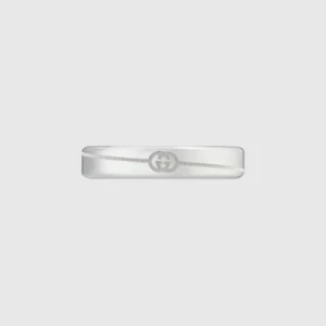 Gucci Tag Diagonal Interlocking G Thin Ring 4mm Silver YBC774049001018 - Picture 1 of 3