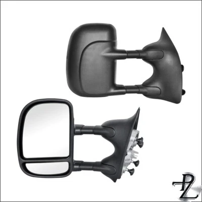 Par de espejos retrovisores de remolque para 99-16 F-250 SUPER DUTY, MANUAL NEGRO Foto 1 de 4