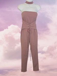 Ärmelloser Jumpsuit Iris Größe M mauvefarben Ringausschnitt mit Taillenwickel - Bild 1 von 6