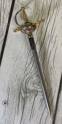 Vintage Toledo Spanish Miniature Sword Letter Opener with Enamel Detailing. - Image 1 of 4