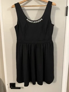 Vera Wang cocktail Dress Jr XL Princess Jewel Neck black Skater fit flare - Picture 1 of 10