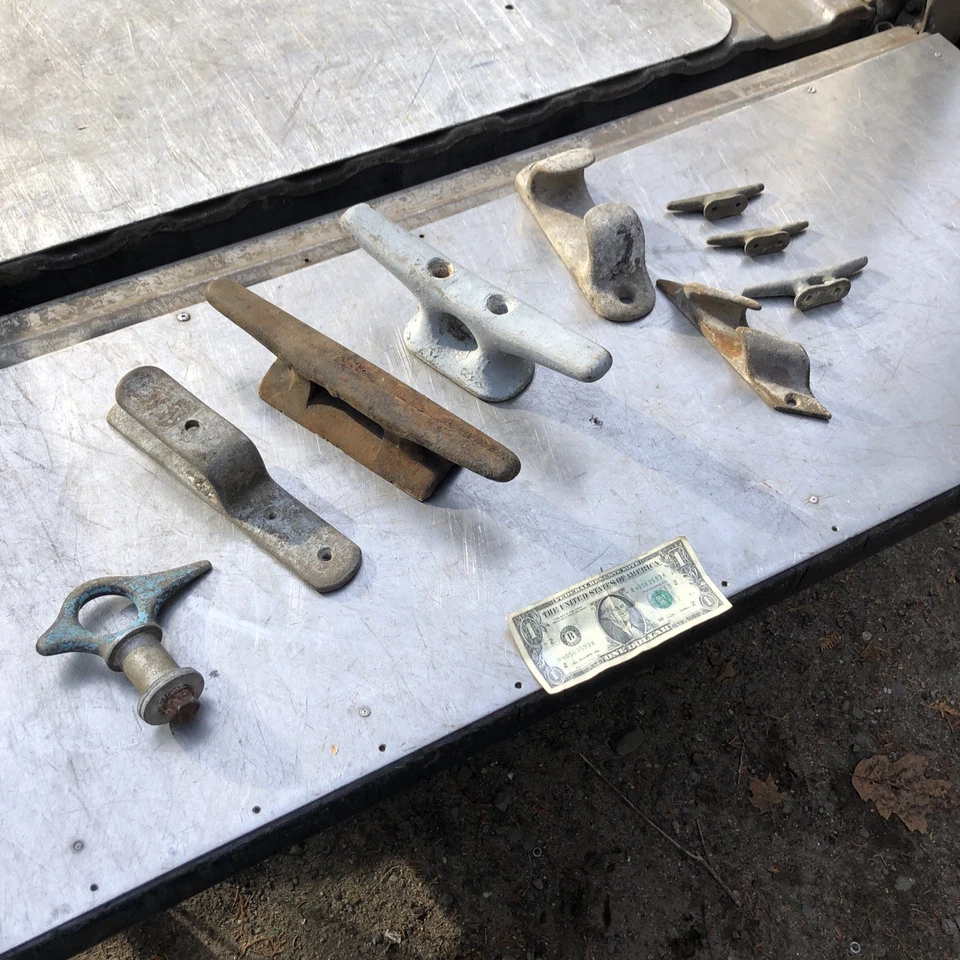 Vintage Nautical Marine Dock Cleat  Ship Mooring Boat Rope Tie  Brass Iron Lot - Image 1 of 1