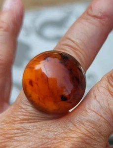 Vintage Bakelite Ring, 16mm, Cocktail Ring Size 6.5, Orange-brown Rootbeer - Picture 1 of 5