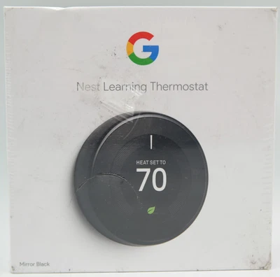 Google Nest Learning Thermostat - Smart Wi-Fi Thermostat - Mirror Black A0013. - Image 1 of 4