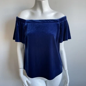 White House Schwarzmarkt Blau Samt Schulterfrei Top M Urlaub Party Cocktail - Bild 1 von 13