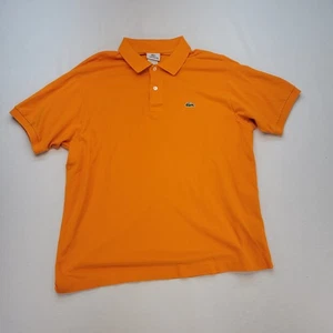 Lacoste Polo Shirt Adult Mens 7 Orange Short Sleeve Quarter Button Up - Picture 1 of 9