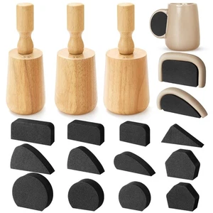 3 Pcs Coffee Cup Pottery Molds 3. 3'', 3. 6'', 3. 9'' Curved Plaster Molds wi... - Bild 1 von 6