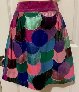 Falda Dolce & Gabbana Vintage 2002 Patchwork Piel de Oveja ~ Talla 42 ~ RARA ~ Hecha en Italia - Imagen 1 de 12