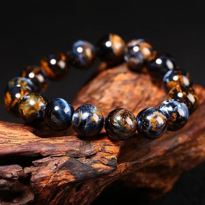 14mm Natural Genuine Blue Pietersite Beads Bracelet Healing Rare Bracelet Stone - Bild 1 von 12