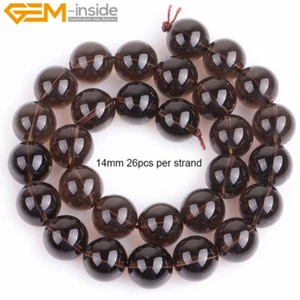 AAA Grade Natural Round Brown Smoky Quartz Gemstone Beads Jewelry Making 15'' - Picture 1 of 29