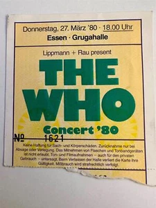 TICKET de concierto de la gira "Who Are You" 27 de marzo de 1980 Grugahalle Essen, Alemania - Imagen 1 de 3