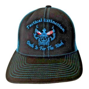 Tactical Extinction "Death is for the Weak" Black/Blue Snapback Trucker Hat Cap - Picture 1 of 8