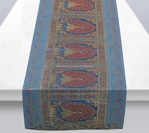 Wedding Decoration Table Runner Brocade Party Indian Table Cover Turquoise Cloth - Picture 1 of 5