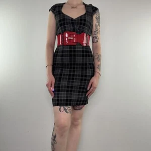 Y2K Jane Norman office chequered sparkly midi dress with belt - Picture 1 of 5