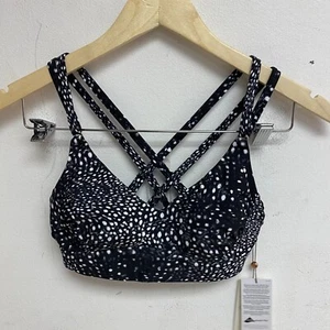 Calia Women's Strappy Racerback Bikini Top Deep Sea Dots Pure Black WSA23223PRT - Picture 1 of 11