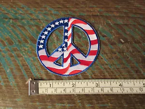 NEW ROUND HIPPIE FLAG PEACE SIGN RACING PATCH VW BUS BUG BEETLE NASCAR 60s USA - Picture 1 of 1
