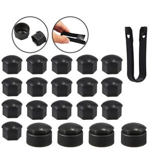 Pour Audi A3 A4 A6 Noir 16 Capuchon Cache Écrou Boulon Roue Outill + 4 Clef - Bild 1 von 9