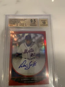 2013 Bowman Chrome Draft Dominic Smith Red Refractor Auto 1/5 BGS 9.5 - Rookie - Picture 1 of 2