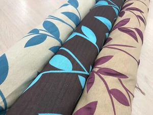 FAUX SILK CURTAIN FABRIC DESIGNER MATERIAL leaf 140CMS WIDE DRAPES BLINDS - Picture 1 of 13