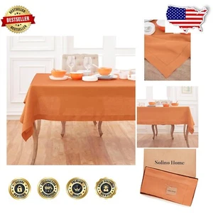 Classic 100% Pure Linen Tablecloth 90"L x 60"W - Perfect for Autumn Gatherings - Picture 1 of 8