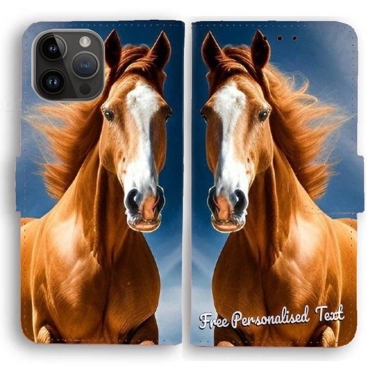 Funda de teléfono con texto personalizada para Apple iPhone Series - Impresión de retrato de caballo Foto 1 de 1