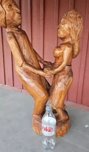 Vtg 28" Hand Carved Wood Sculpture Bali? Napali Tribe? Antiques Decor Dancing - Picture 1 of 22
