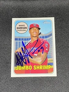 Monte Harrison Jumbo Shrimp Signed Auto 2018 Topps Heritage Minors Card #115 COA - Picture 1 of 3
