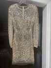 7757 Jovani Long Sleeve Embelished NUDE ILLUSION Party Cocktail Dress Prom SMALL