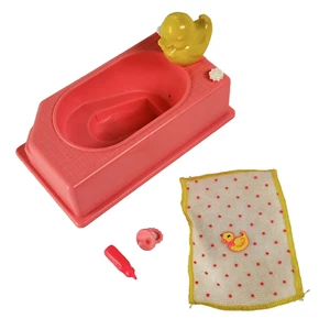 Vtg 1995 Barbie Mattel Kelly Bathtime Fun Pink Bathtub + Yellow Duck Towel Works - Picture 1 of 6