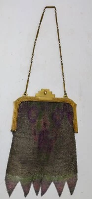 1920's Antique Flapper Purse Whiting & Davis Painted Mesh Evening Handbag #3 - Image 1 of 4