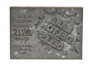 BLOQUE DE IMPRESIÓN EN BLOQUE IMPRESORAS VINTAGE WISCONSIN DELLLS LAKE DENTON - Imagen 1 de 4