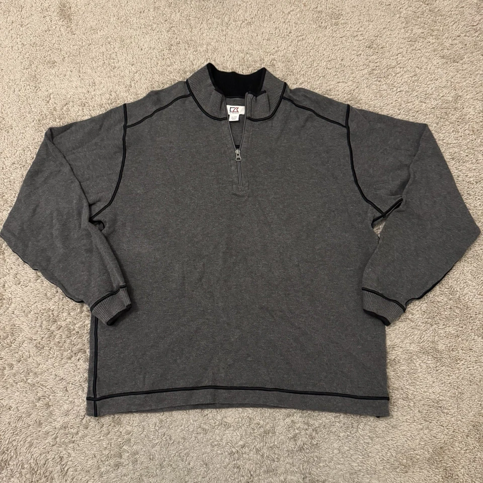 Cutter & Buck Overtime Half Zip Men’s XL Sweater Gray MCK00492 Overknit Pullover - Image 1 of 4