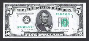 1950-C $5 PHILADELPHIA ** STAR NOTE ** ABSOLUTE GEM CRISP UNCIRCULATED ~ LOVELY! - Picture 1 of 2